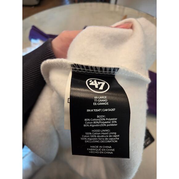 NWT '47 LSU Adult Tigers White Pinstripe Hoodie SZ M College Sports - Picture 5 of 6